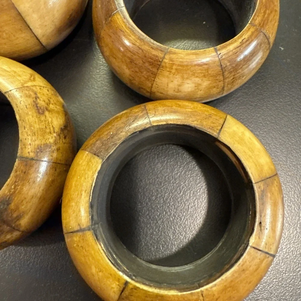 Vintage Mid Century Bone Napkin‎ Rings 4 Piece Set  Ring Napkins Mitchen Table